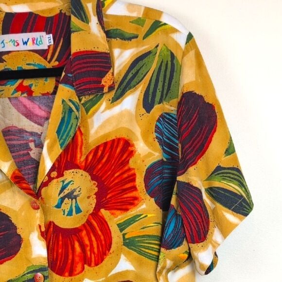 Jams World Women's Tropical Floral Shirt Sleeve Button Front Blouse Top Size XXL - Picture 3 of 9